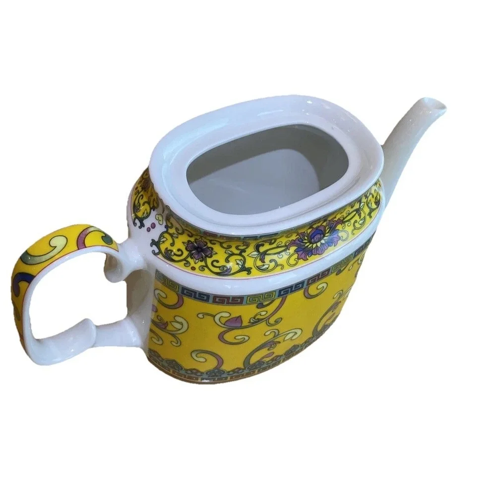 Coastline Imports Gracie‎ China Yellow Dynasty Teapot New Tea Brew Oval 32 oz